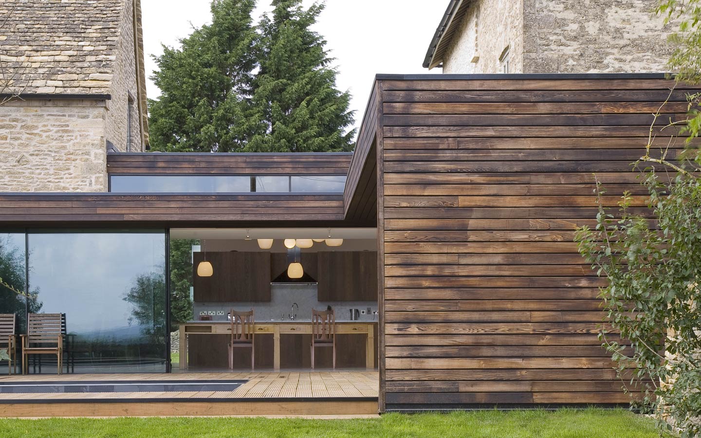 Charred Cedar cladding across extension