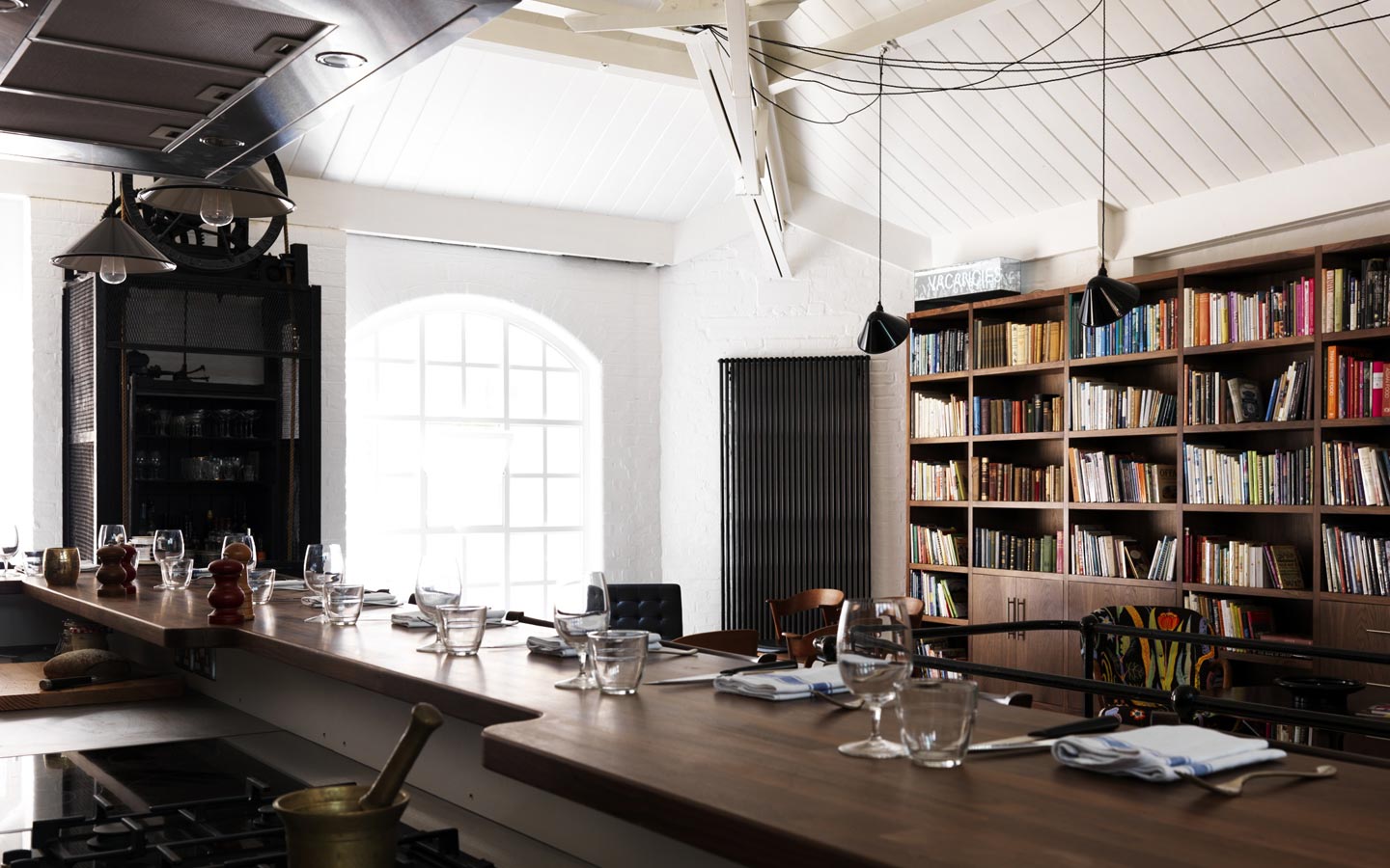 The library room and cooking school at Tramshed, Shoreditch