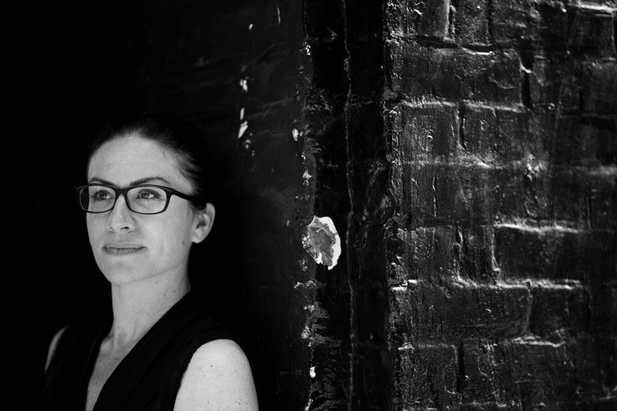 Black and white portrait of Studioloop Director, Angela Hopcraft