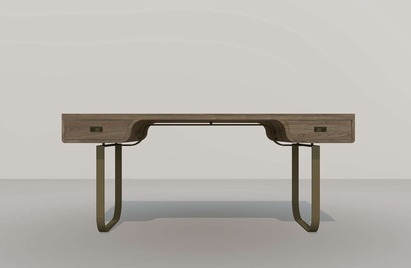 In production- bespoke desk from solid British hardwood & patinated metalwork